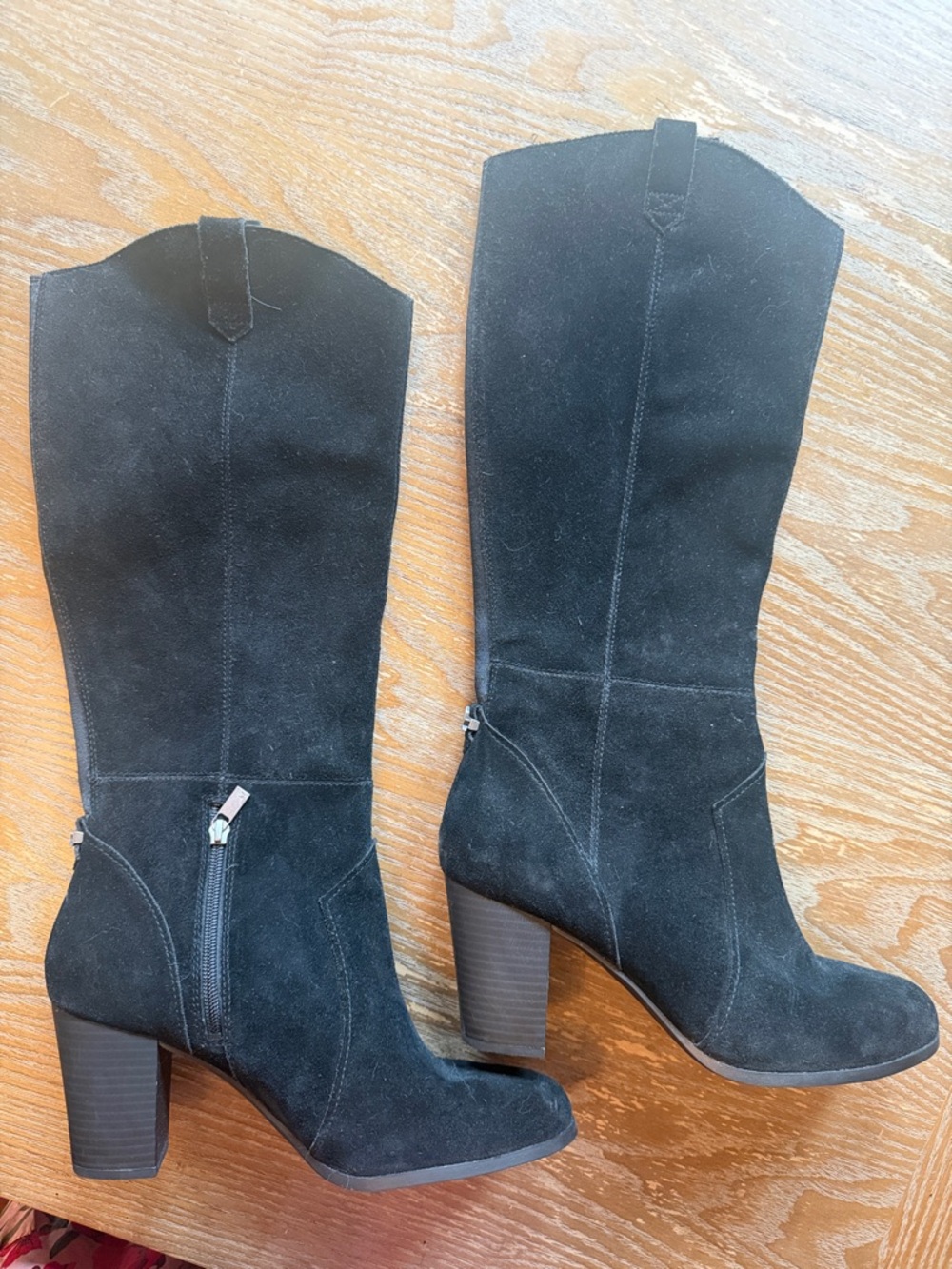 Koolaburra Black Suede Knee-High Block Heel Boots